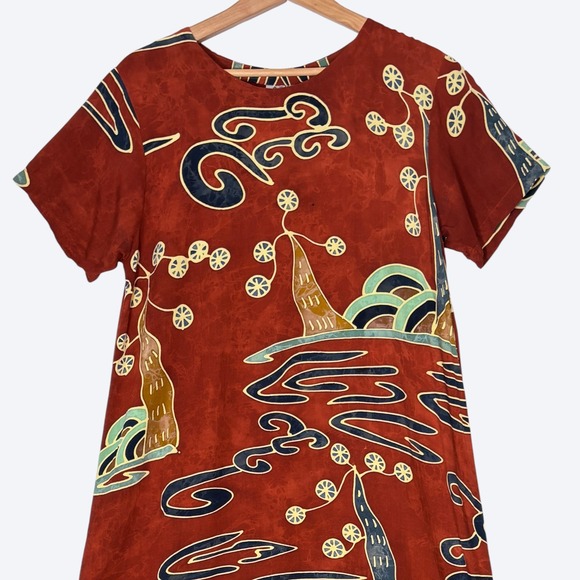 VTG Curious Designs Santa Fe Tribal Print Dress Womens M Southwestern Artsy - Picture 3 of 10